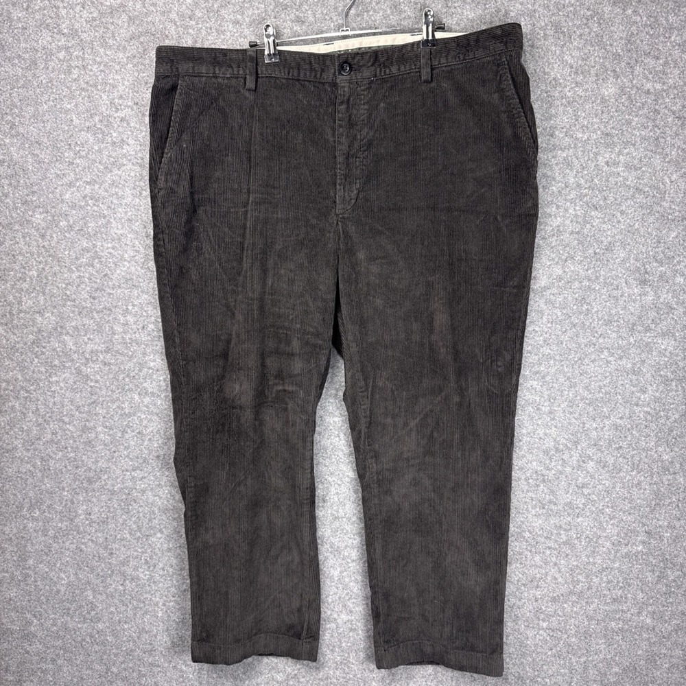 LL Bean Classic Fit Corduroy Pants Mens 42x28 Charcoal Gray Stretch Cotton